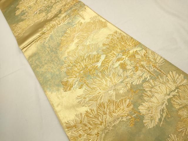 平和屋着物▽伝統工芸士 紋屋五左衛門 六通柄袋帯 松 金糸 正絹 逸品