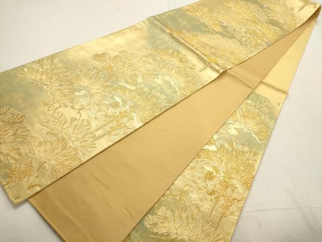 平和屋着物▽伝統工芸士 紋屋五左衛門 六通柄袋帯 松 金糸 正絹 逸品
