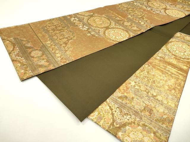 平和屋着物▽六通柄袋帯 道長正倉院鳳凰花文 金糸 引箔 正絹 逸品