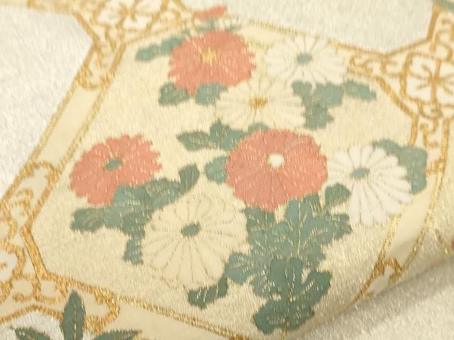 平和屋着物▽太鼓柄袋帯 綴れ 草花天井文 金糸 正絹 逸品 CABA5735ak