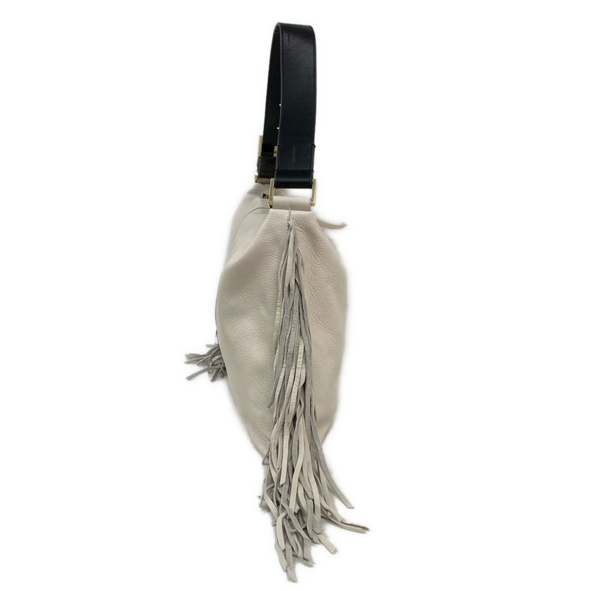 All Saints オールセインツ ショルダーバッグ - アイボリー×黒 フリンジ レザー