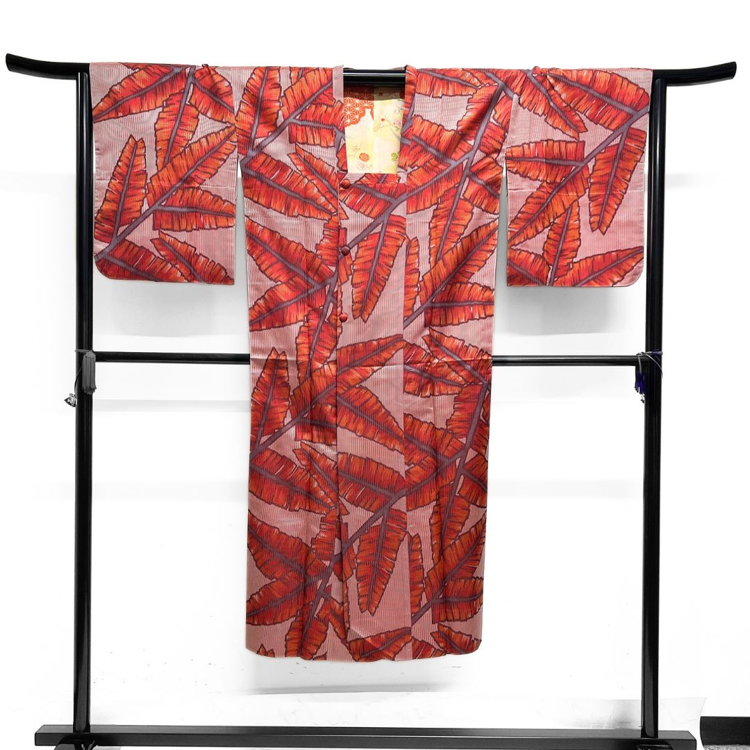 アンティーク 道行コート ロング丈 芭蕉 縦縞 着物 123 b d ms