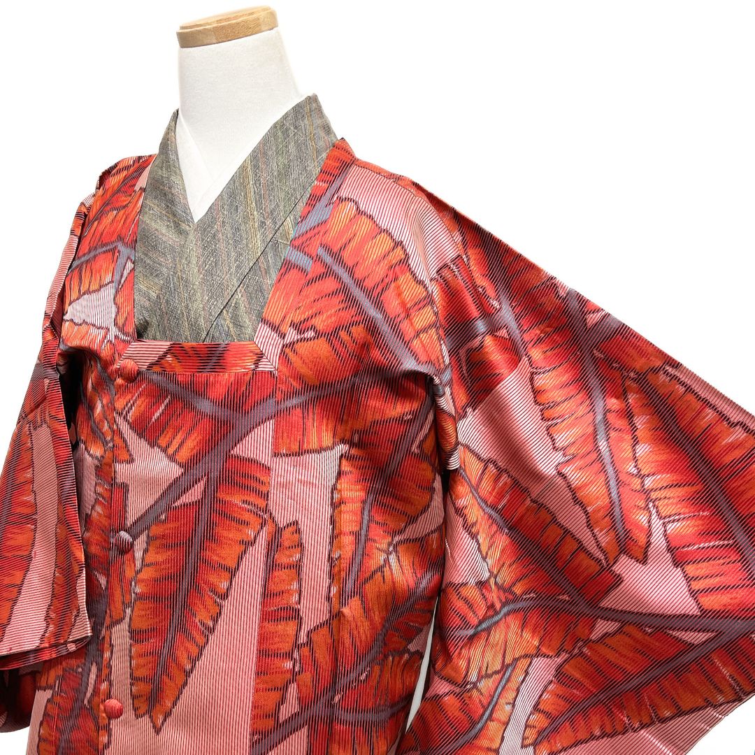 アンティーク 道行コート ロング丈 芭蕉 縦縞 着物 123 b d ms