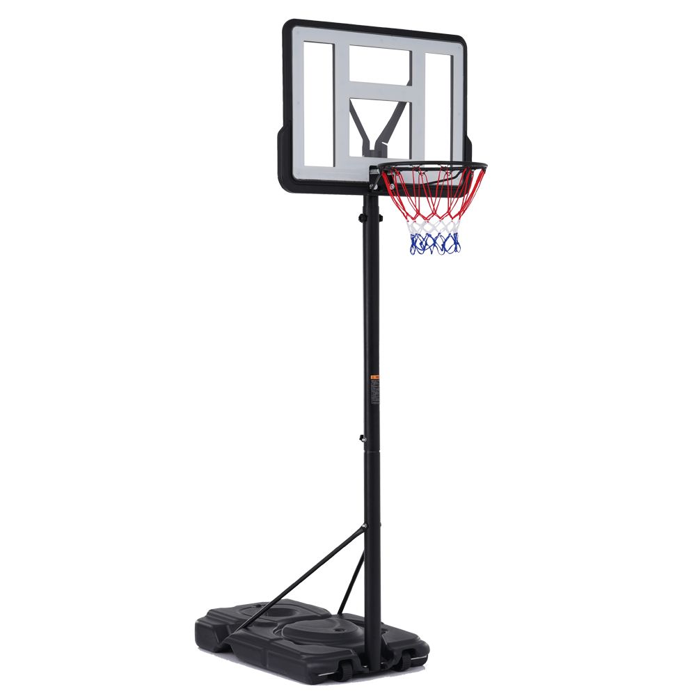 バスケットゴール ＆ミニバス対応 6段階高さ調節 230-305 cm 移動可 工具付き ゴールネット 一般用 屋外用 ブラック