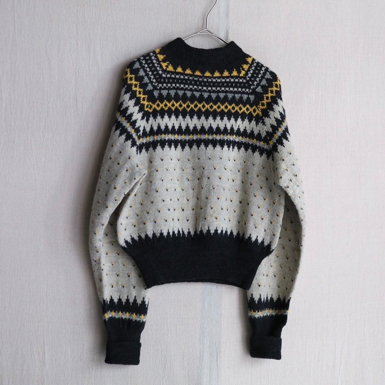 60s ヴィンテージ ノルディックニット セーター 黒×白 デンマーク製 Vintage ノルディック ニット セーター / レディース