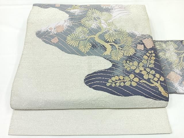 平和屋着物◎八寸名古屋帯 綴れ 道長花鳥文 金銀糸 正絹 逸品