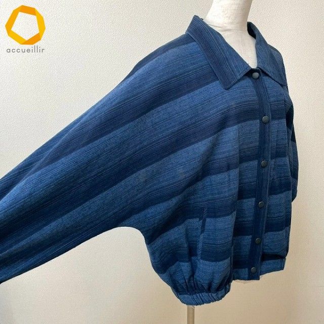  anc ギエモン 儀右衛門 かすりの部屋 ブルゾン 青系 紺 ドルマン ボーダー レディース 980336 ジャンパー ブルゾン ジャケット アウター