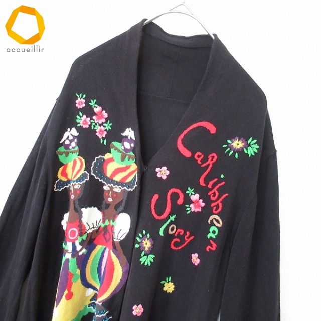 トクコ TOKUKO1erVOL ロングカーディガン 羽織り 花 ロゴ刺繍