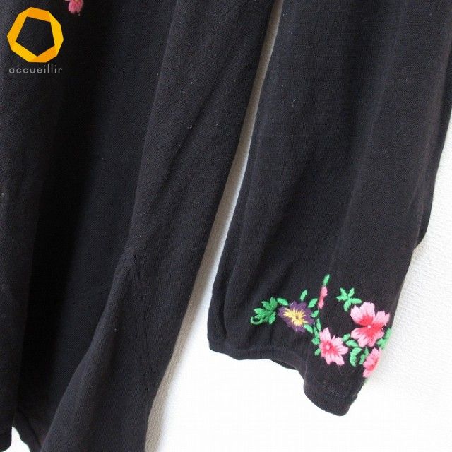 トクコ TOKUKO1erVOL ロングカーディガン 羽織り 花 ロゴ刺繍