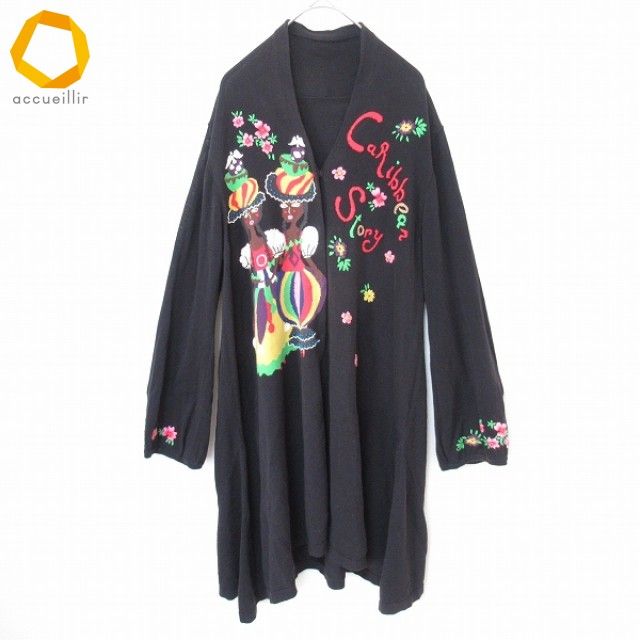 TOKUKO 1erVol トクコ フラワー ニットロングカーディガン NA41 トクコ TOKUKO1erVOL ロングカーディガン 羽織り 花 ロゴ刺繍