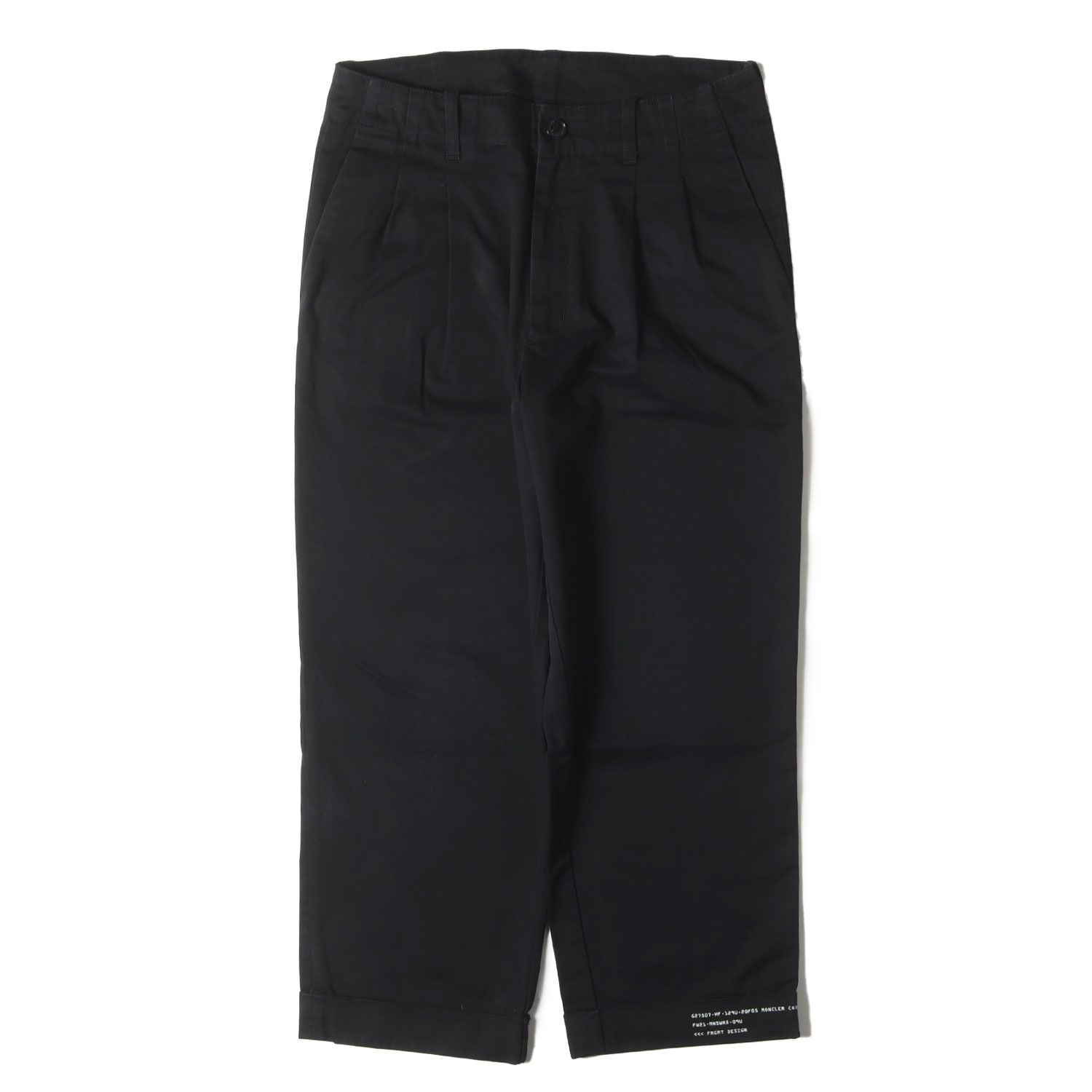 MONCLER モンクレール パンツ ブラック 黒 サイズ 46 fragment design ツータック コットンツイル ワイドパンツ PANTALONE ボトムス ズボン コラボ イタリア製 メンズ