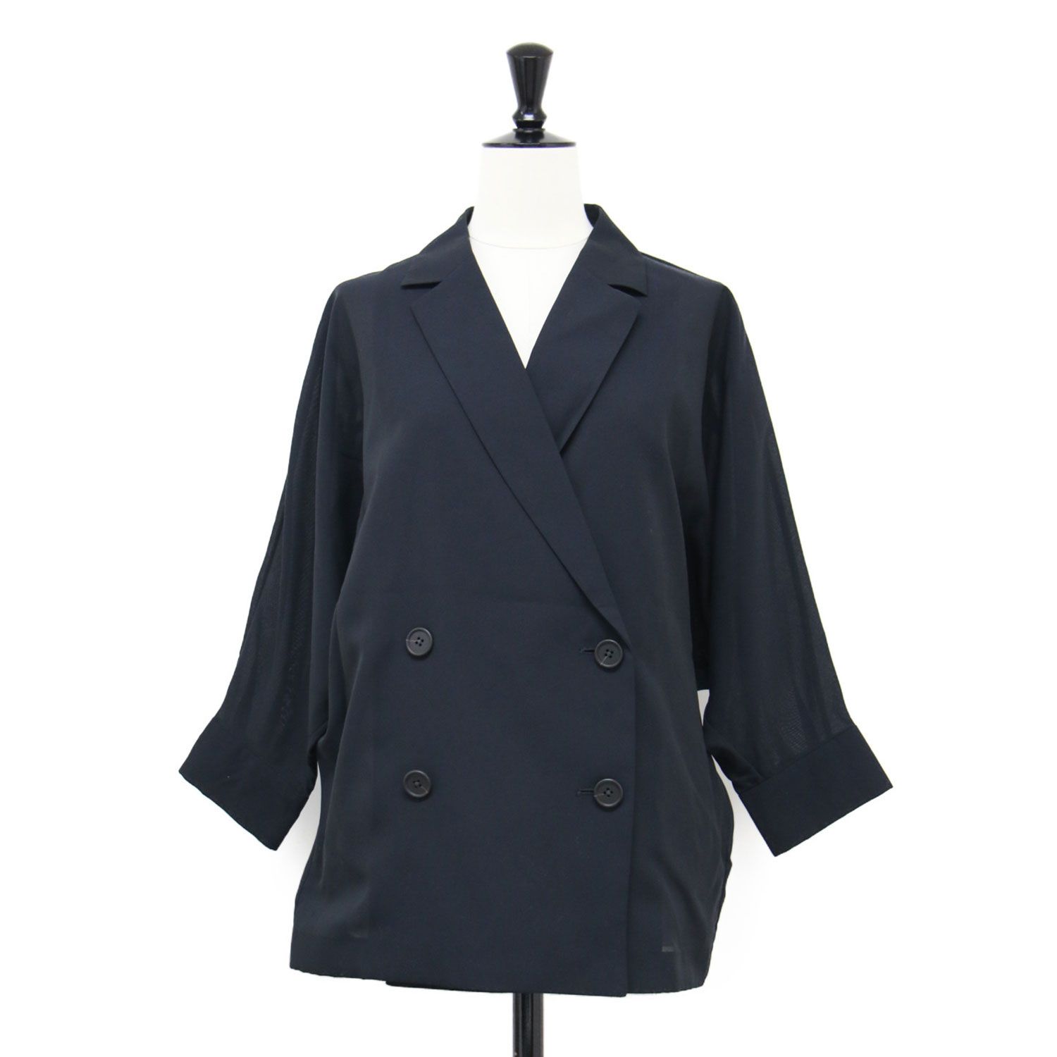 UNITED ARROWS ユナイテッドアローズ ジャケット ネイビー 紺 サイズ:FREE | 25秋冬 シアー ドルマン ブラウス ジャケット ウォッシャブル / ダブルジャケット | テーラード 長袖 ワイド | アウター ブレザー 上着【レディース】【中古】【K4666】 UNITED ARROWS ユナイテッドアローズ ジャケット ネイビー 紺 サイズ