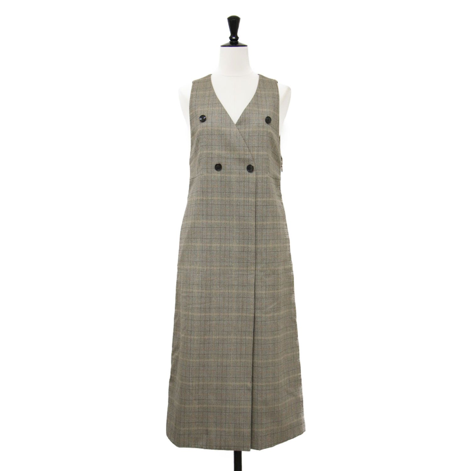 collection トゥモローランド ワンピース グレー サイズ 34 7号 24秋冬 モスタルグレンチェック ジャンパースカート ミディ丈 レディース