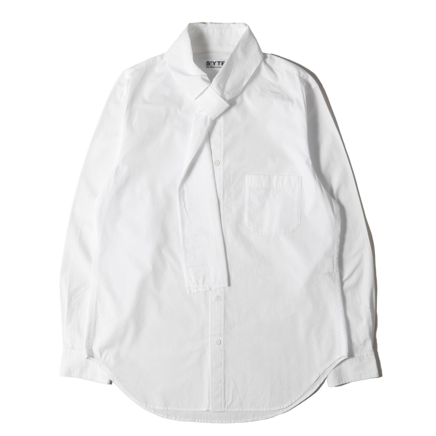SYTE サイト シャツ ホワイト 白 サイズ:3 | 22SS ボウタイ ストールカラー ブロード シャツ (BROAD STOLE COLLAR SHIRT UB-B19-080) | トップス カジュアルシャツ 長袖 | 日本製【メンズ】【中古】【K4666】 SYTE サイト シャツ ホワイト 白 サイズ:3 | 22SS ボウタイ ストール