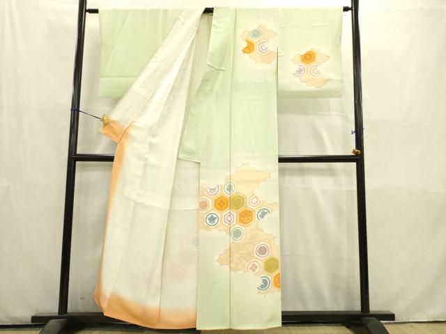 平和屋着物□訪問着 駒刺繍 亀甲花文 暈し染め 金彩 正絹 逸品