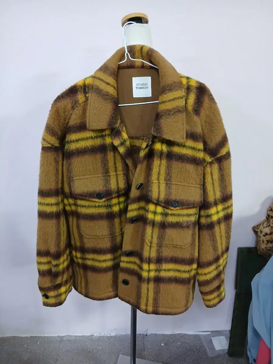 STUDIO TOMBOY スタジオトムボーイ CHECK CHECKパータン シャツ ジャケット ブラウン イェロー