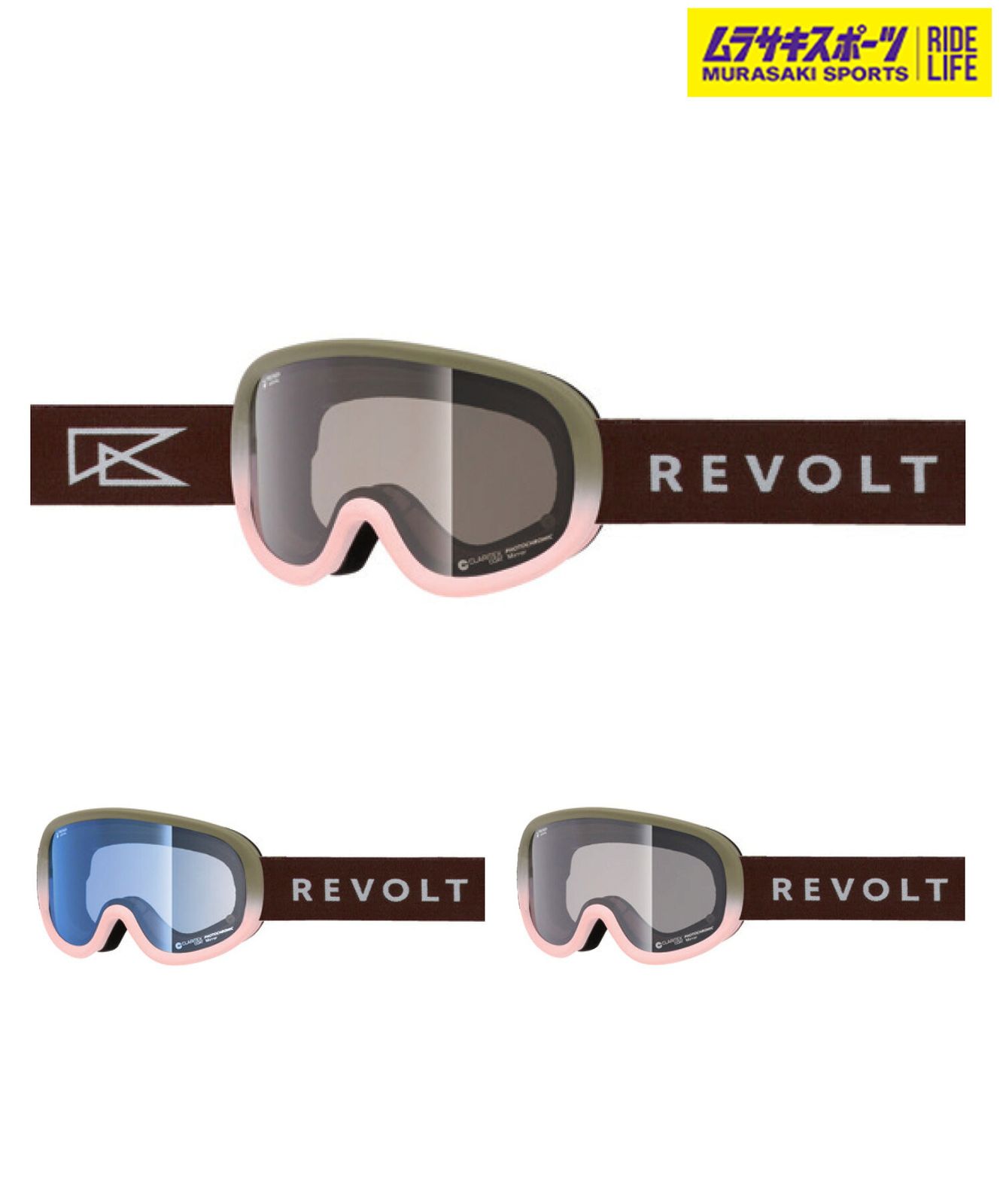 2526 REVOLT リボルト スノーボード ゴーグル ユニセックス SUPER LIGHT FRAME SAKURA 調光 ムラサキスポーツ 25-26モデル MM J 30