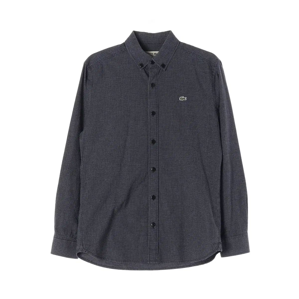 ラコステ スリムフィット スモールチェック柄 シャツ ネイビー