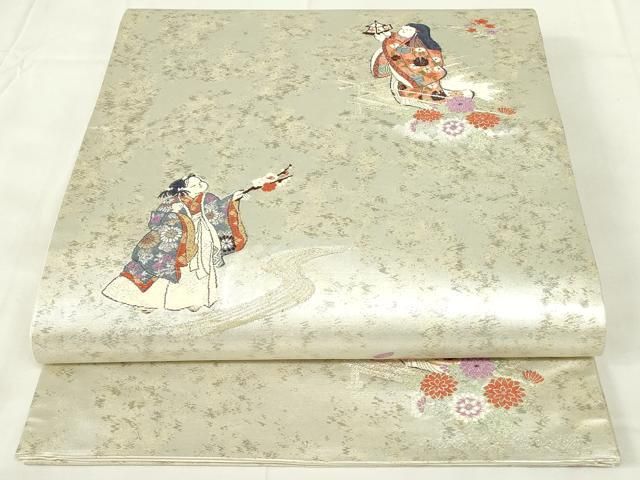 専用 V9900 ●高級 正絹 六通 袋帯 平和屋着物◎六通柄袋帯 人物文 九百錦 手織引箔 金銀糸 正絹 逸品