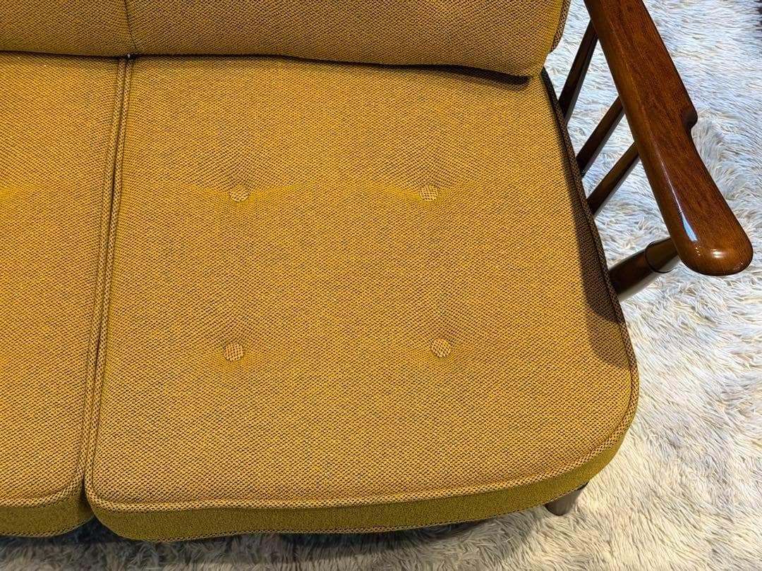 希少 尾州生地 リメイク カリモク 3人用ソファ クラシック コロニアル