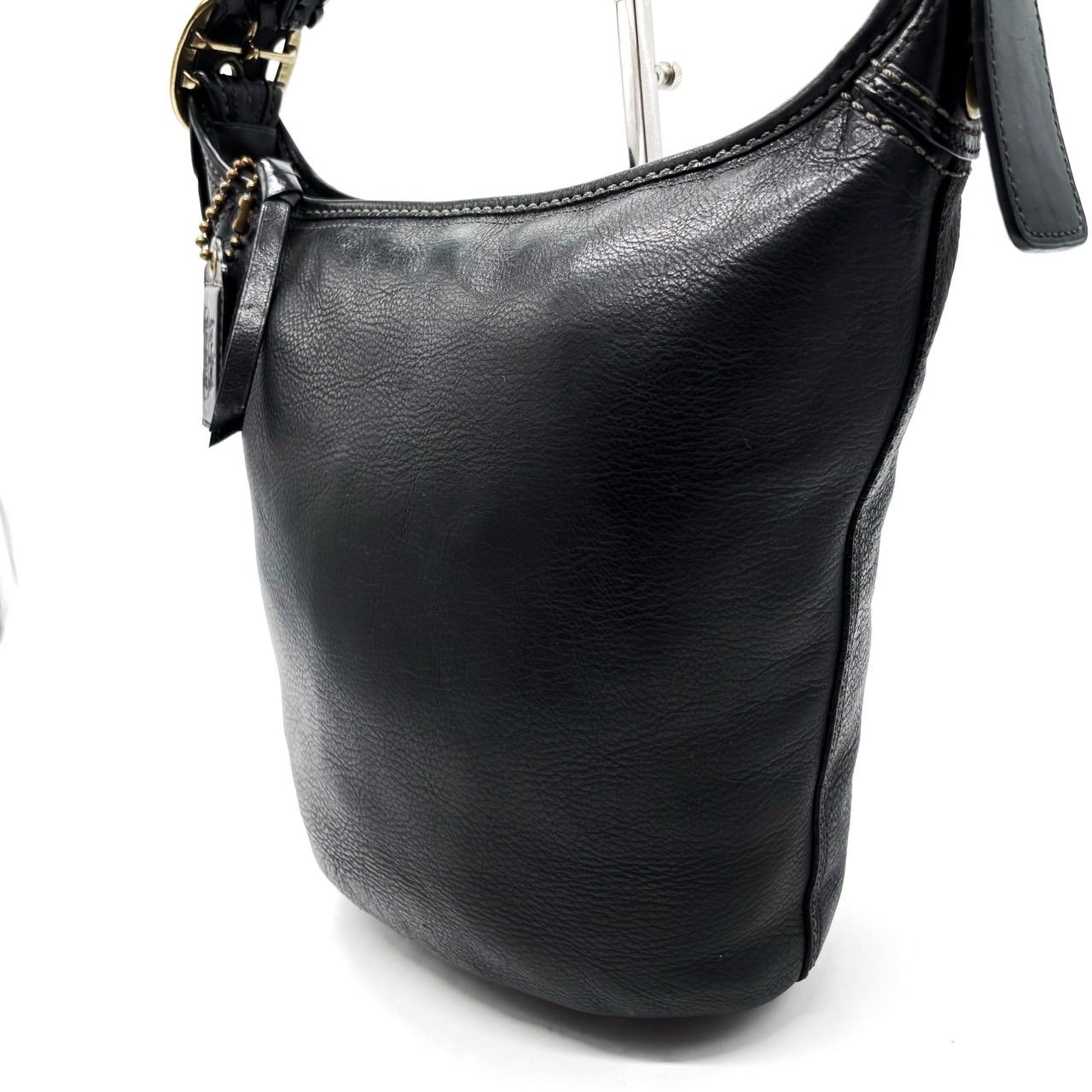 良品】 OLD COACH Y2K gold parts black leather shoulder bag 