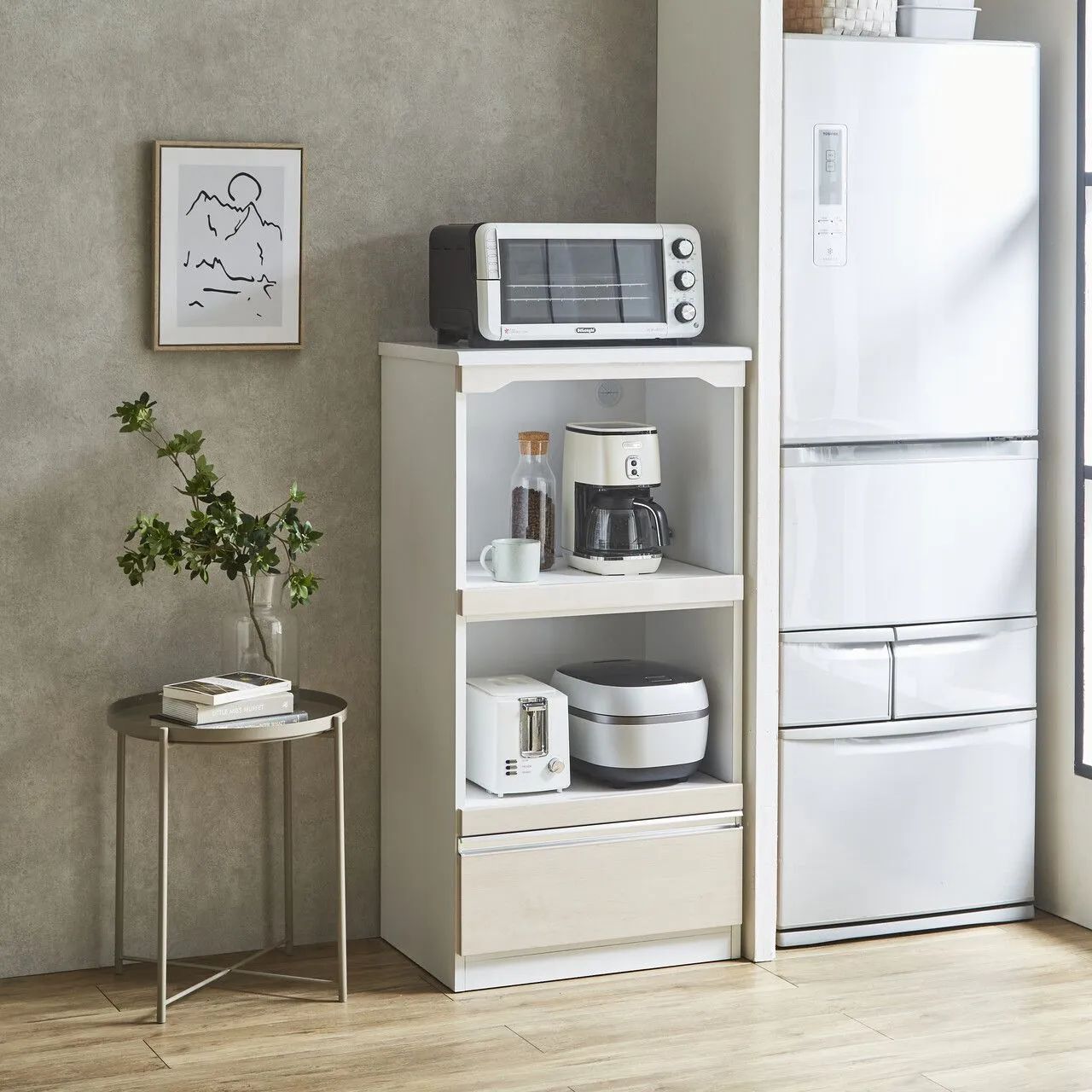 汚れにくい コンパクト レンジ台 幅60 cm レンジボード キッチン収納 キッチンラック