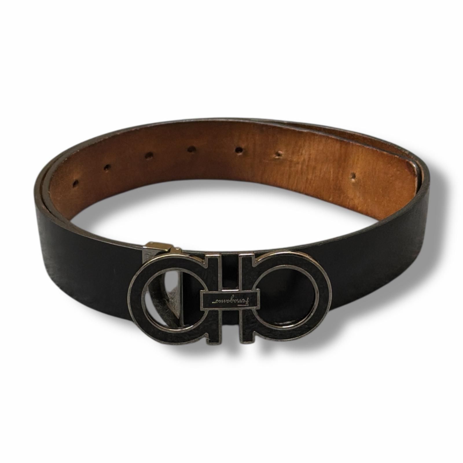 Ferragamo フェラガモ レザー ベルト 黒 114cm メンズ ビジネス Ferragamo フェラガモ レザー ベルト 黒 114cm メンズ ビジネス