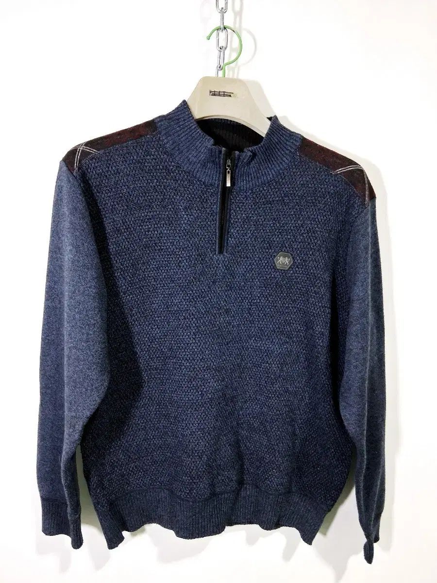 メンズ ネック ネイビー ハーフネック ニット