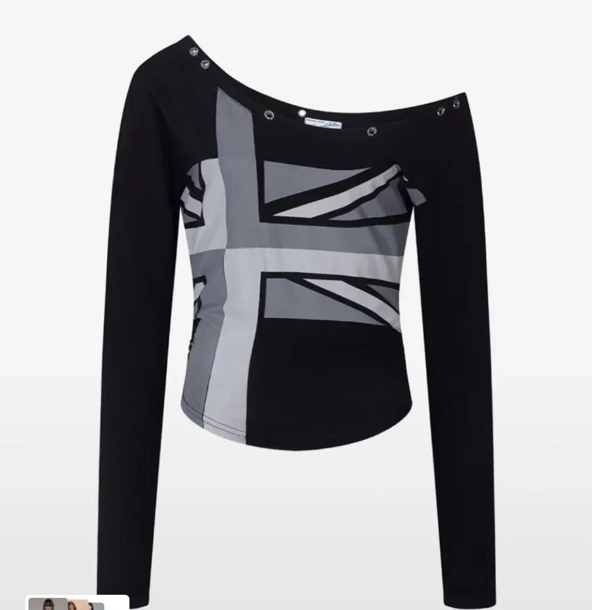 プリーズノーフォロー カイ 片方オフショルダー トップス ブラック