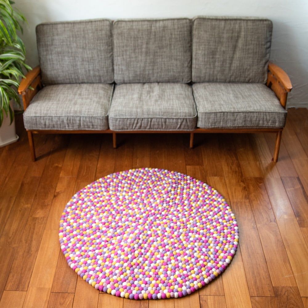 まんまるフェルトのラグマット【約100cm】 / まんまる マット フェルトマット 北欧 フロアマット 玄関マット キッ