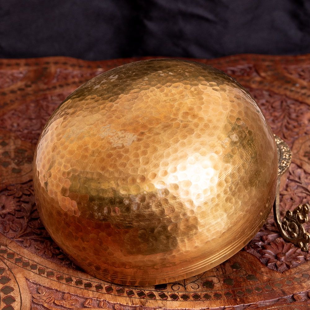 槌目付きティッカシンギングボウル 約17cm×約9.5cm〔スティック付属