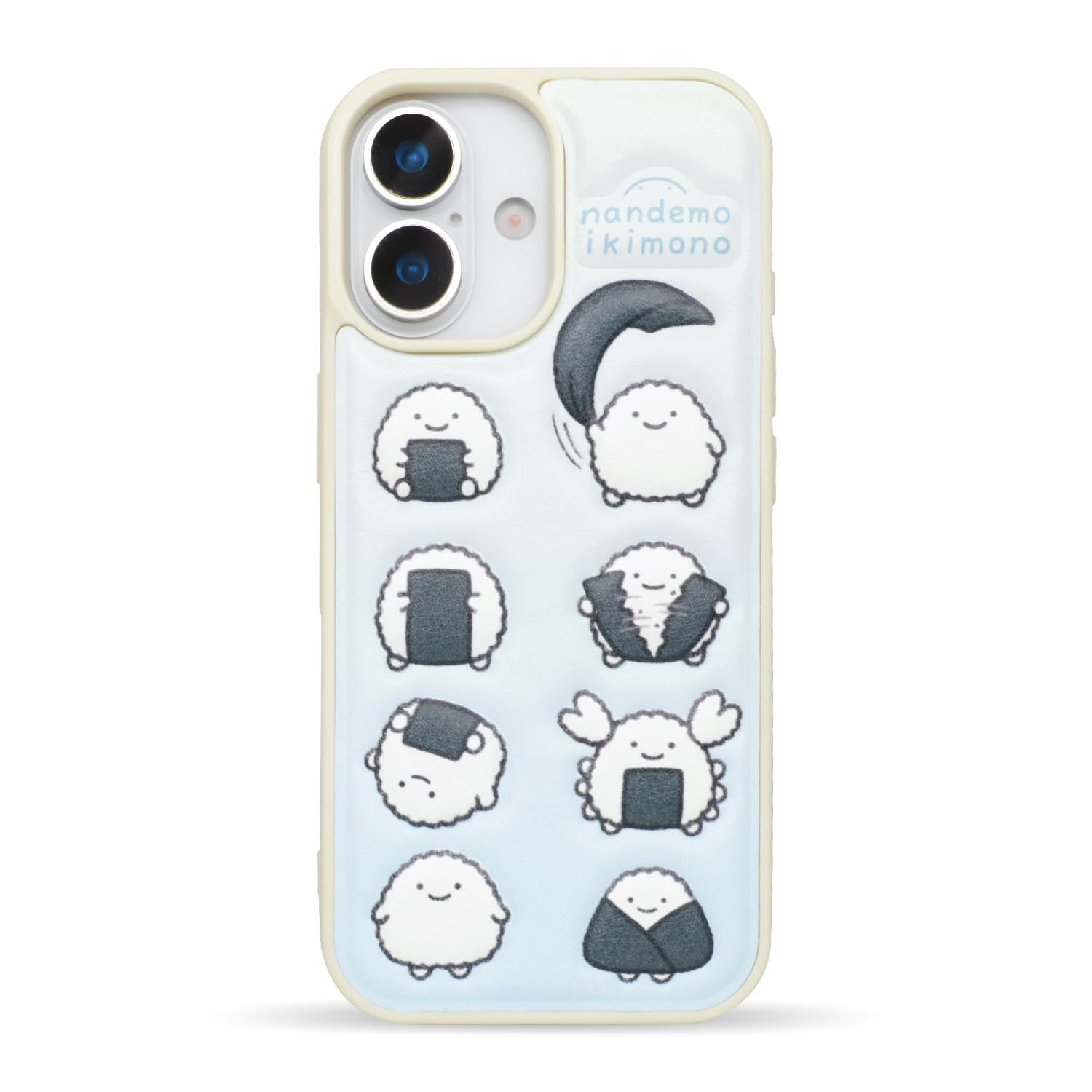【 なんでもいきもの 正規品 】 for iPhone 17 ケース 「 ぷくぷく背面ケース 」 なんでもいきもの キャラクター スマホケース (のりおにぎり)