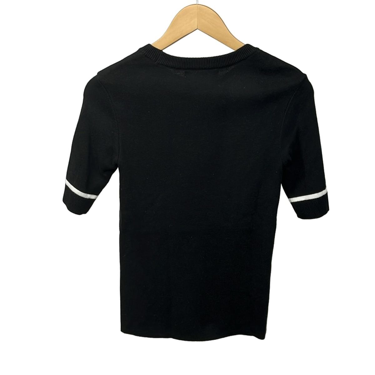 JENNE ジェンヌ 半袖セーター サイズS レディース - 黒×白 クルーネック