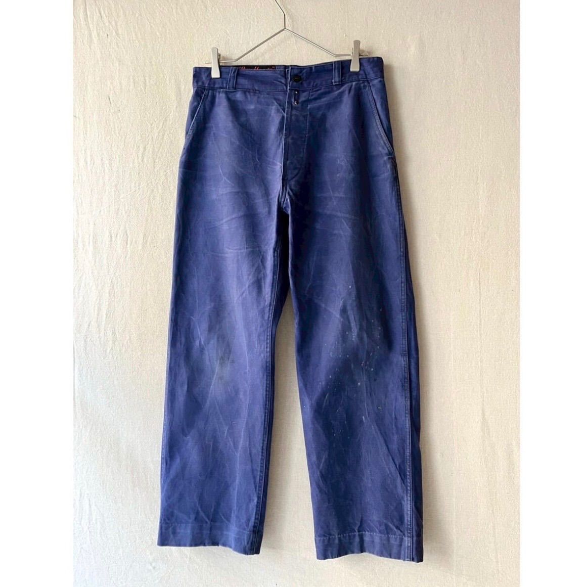 50s 60s French vintage ワーク パンツ / コットン ツイル ネイビー