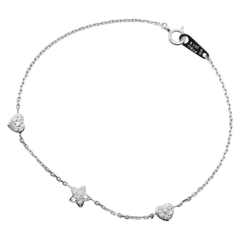 ハート スターモチーフ ブレスレット Pt 900 プラチナ 850 レディース 1-0242034