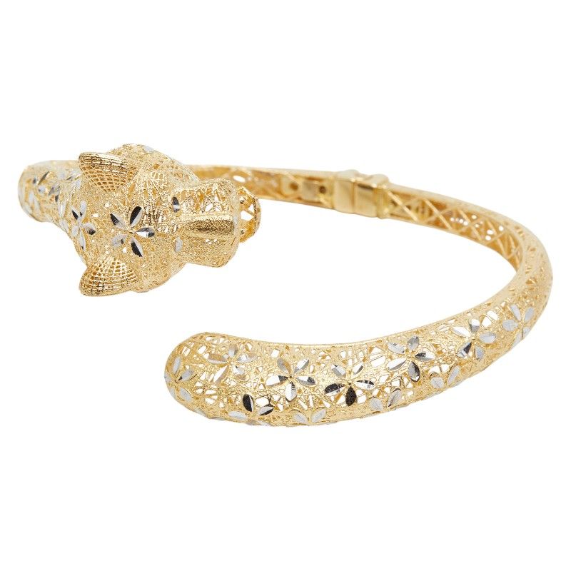 パンサーモチーフ バングル ブレスレット K 18 YG イエローゴールド レディース 1-0244509