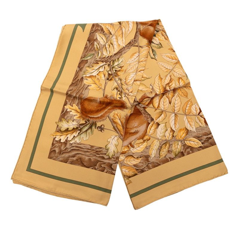 エルメス カレ90 CASSE NOISETTE くるみ割り ブラウン シルク