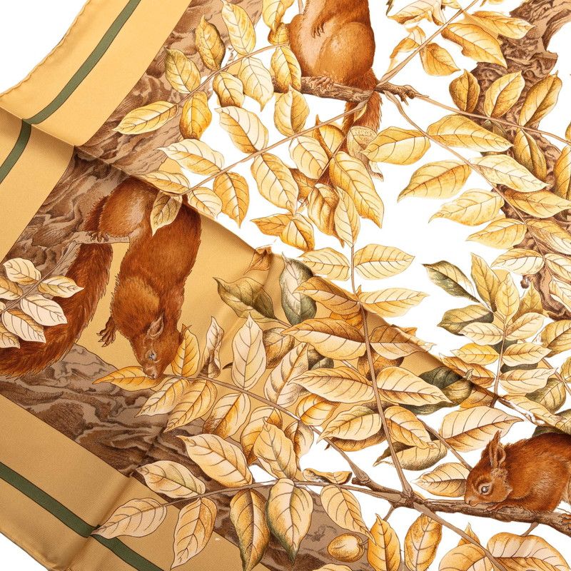 エルメス カレ90 CASSE NOISETTE くるみ割り ブラウン シルク