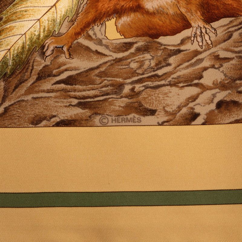 エルメス カレ90 CASSE NOISETTE くるみ割り ブラウン シルク