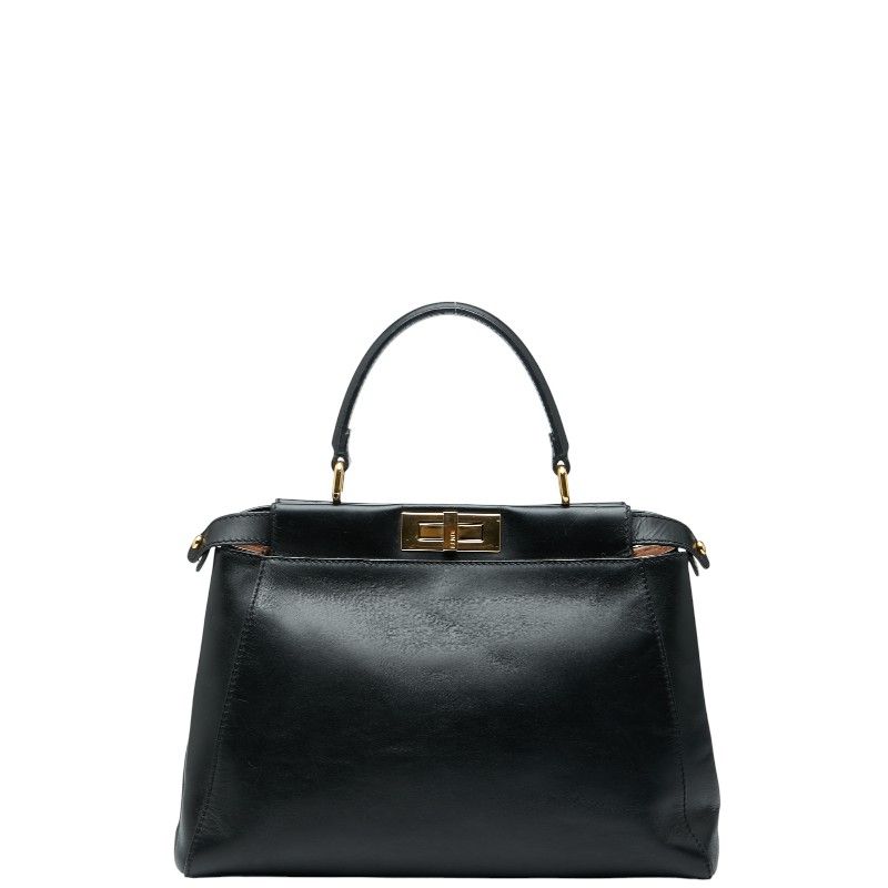 【美品】FENDI フェンディ ピーカブー レギュラー　ブラック セレリア ピーカブー ソフト ミディアム カーフレザー ブラック | Fendi