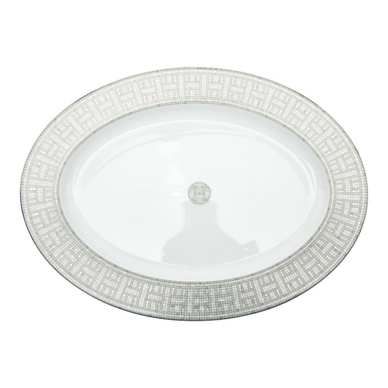 HERMES オーバルプラッター プラチナ PM モザイク24 エルメス モザイク24 オーバルプラッターPM 大皿 洋食器 食器 P035027P