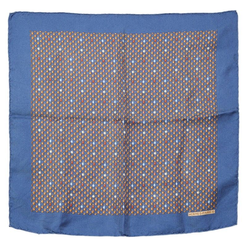 エルメス カレ45 プチカレ ブルー マルチ シルク レディース HERMES 1 0247781