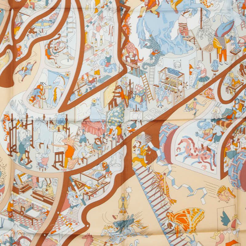 エルメス カレ90 HIPPICA ライトブルー マルチ レディース HERMES 1-0247789