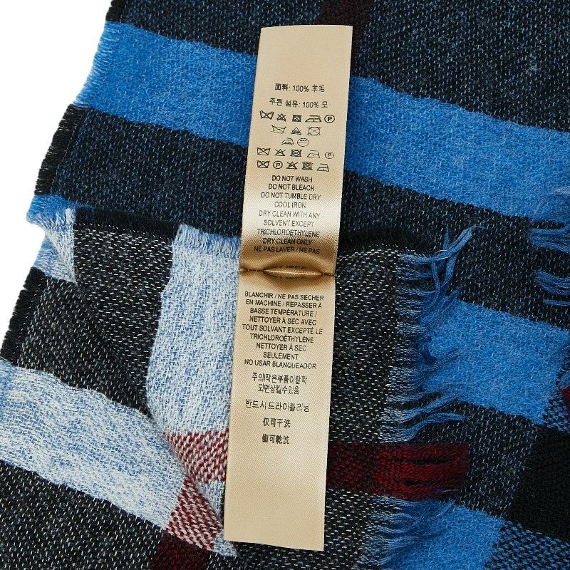  バーバリー チェック ストール マフラー ブラック ブルー ウール レディース 1-0248328 ストール ショール 小物