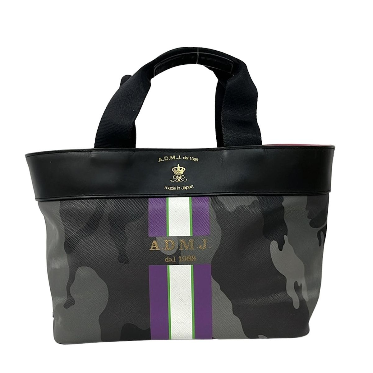 AccessoiresDeMademoiselle ADMJ アクセソワ ドゥ マドモワゼル トートバッグ ダークグレー 黒 迷彩柄 レザー