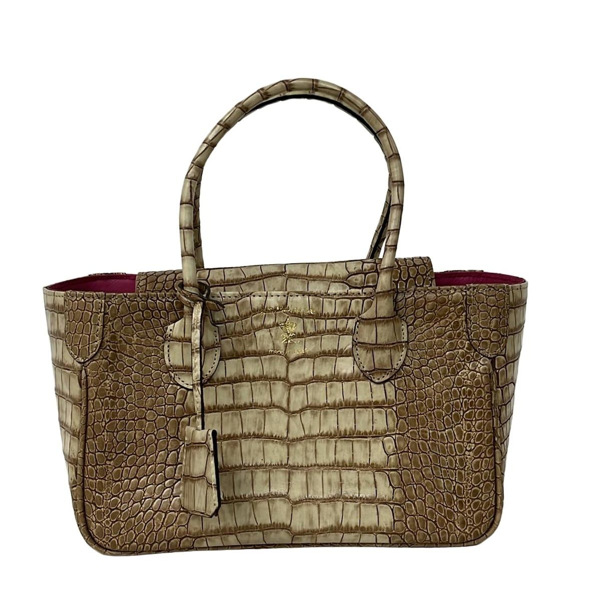 AccessoiresDeMademoiselle ADMJ アクセソワ ドゥ マドモワゼル トートバッグ ライトブラウン ベージュ 型押し加工 レザー