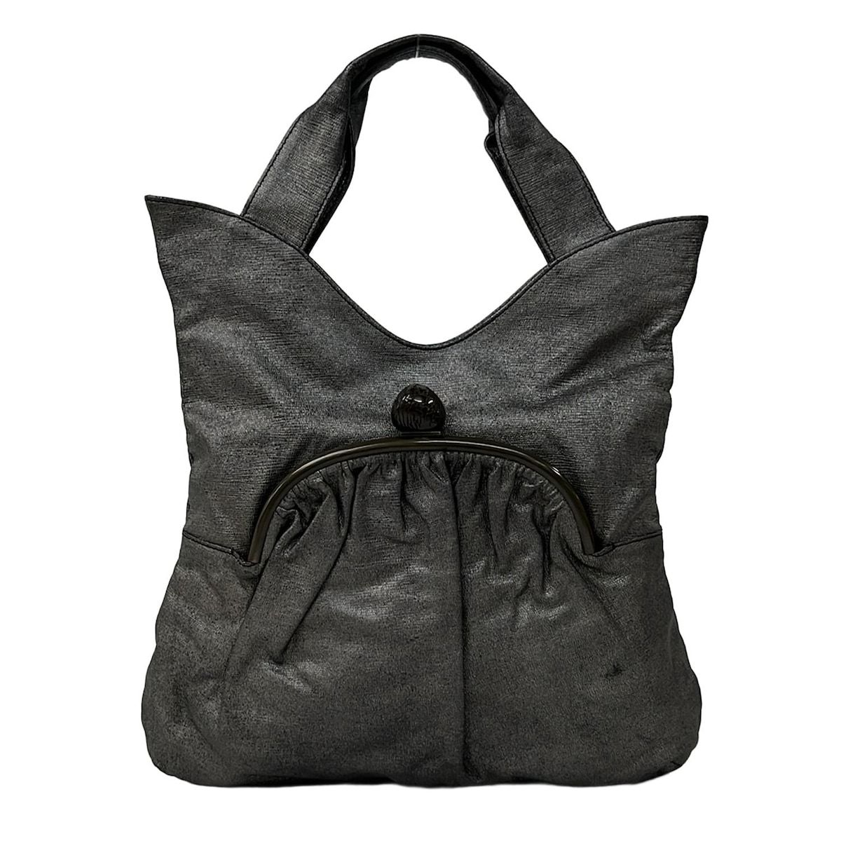 erva エルバ トートバッグ ダークグレー ブラウン がま口 レザー