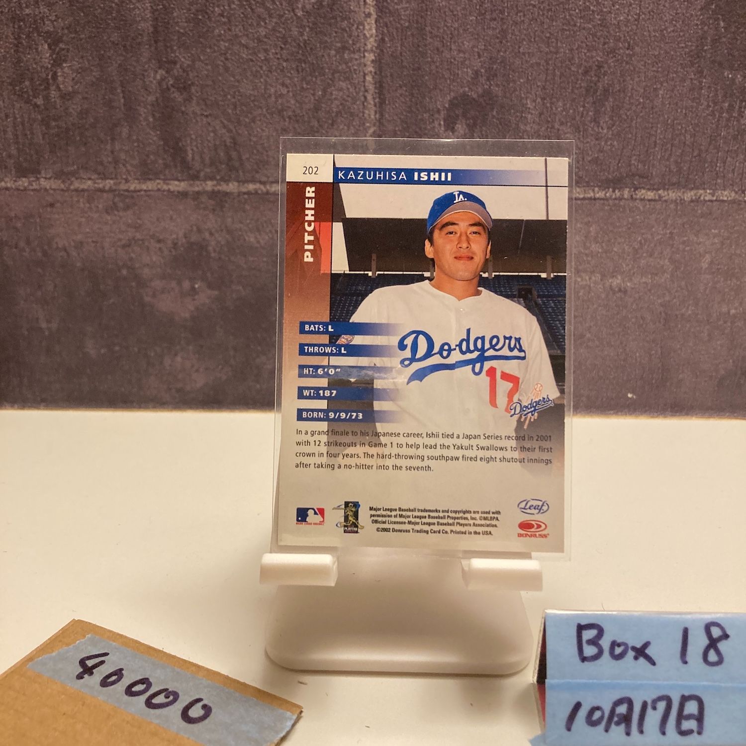 2002 Leaf 石井一久 サインカード ロサンゼルスドジャース RC ルーキー Rookie カード