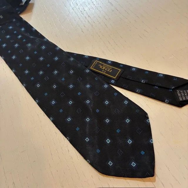 フェンディ FENDI ズッカ柄 FFロゴ ネクタイ ブルー系 シルク