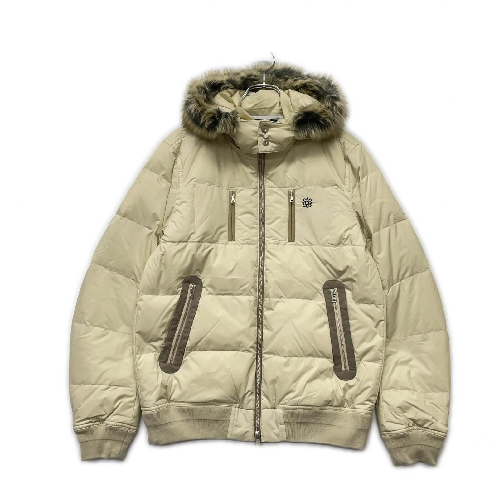 メンズ セントアンドリュース StANDREWS ダウンジャケット L ベージュ 脱着ファーフード 裏銀色素材 蓄熱 保温